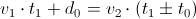 v1·t1+d0=v2·(t1+-t0)