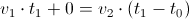 v1·t1+0=v2·(t1-t0)